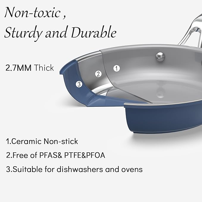 10-Piece Nonstick Ceramic Cookware Set, Non-Toxic Ceramic Coated Aluminum Pots