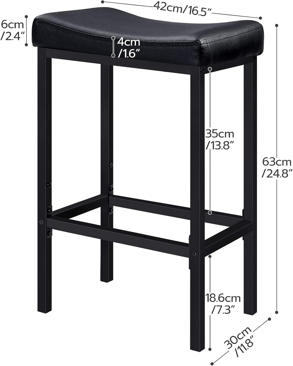 HOOBRO Bar Stools, Set of 2 Bar Chairs, Counter Height Stools, Saddle Barstoo...