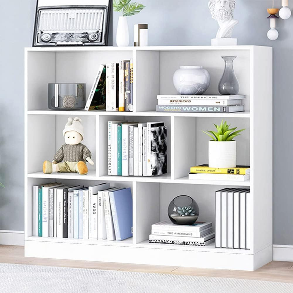 IOTXY Open Shelf Low Bookcase - Wooden 3-Tier Floor Standing Display Cabinet ...