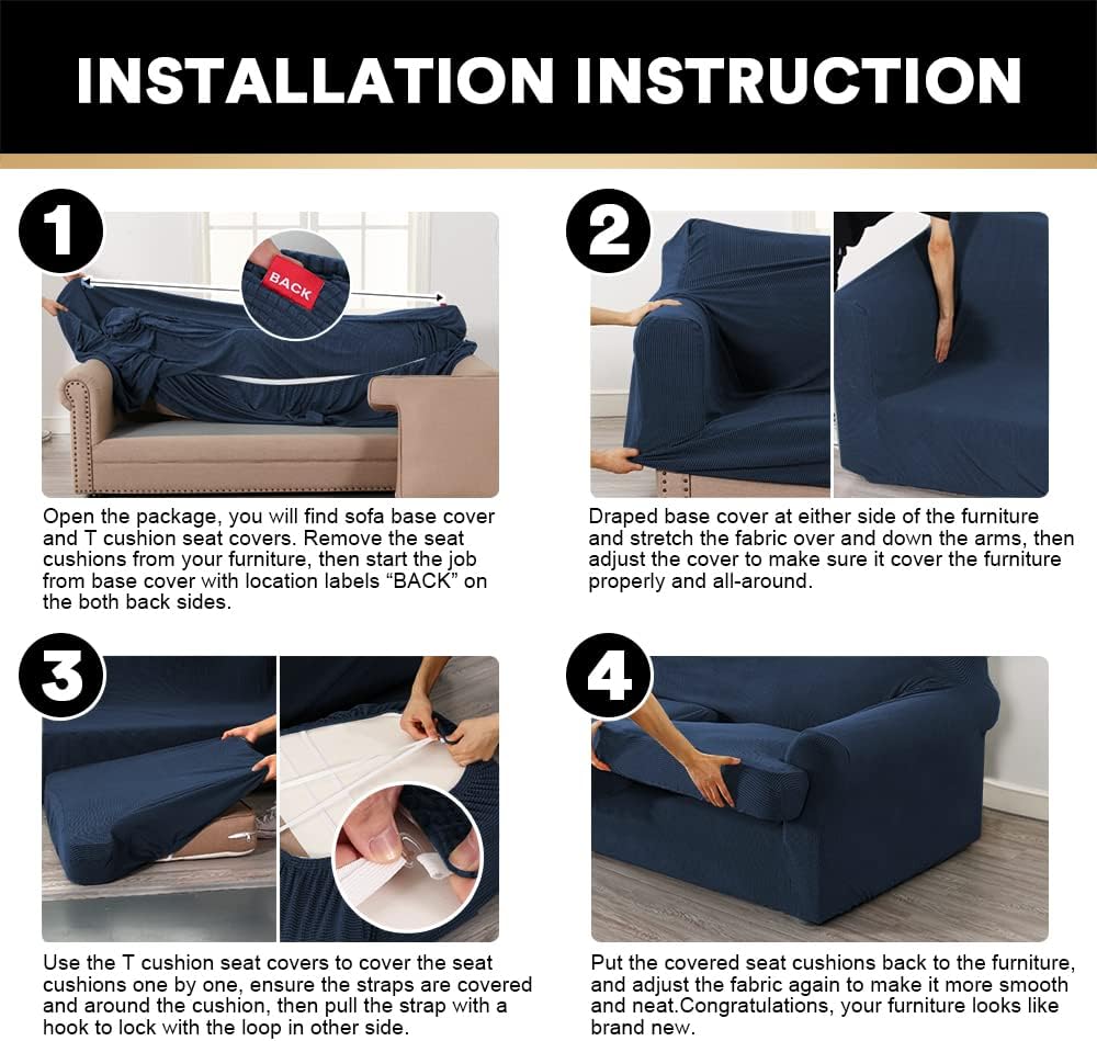 PrinceDeco 2 Pieces Armchair Slipcover Stretch Couch Covers for T Cushion Cha...