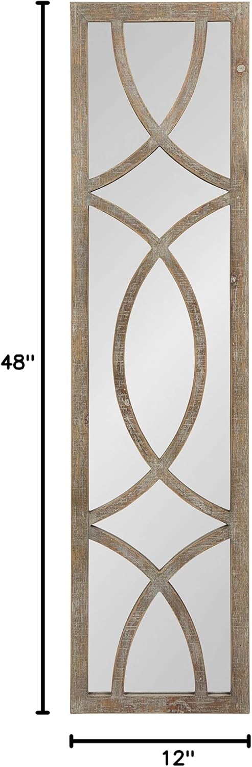 Kate and Laurel Tolland Decorative Wooden Panel Wall Mirror, 12" x 48&qu...