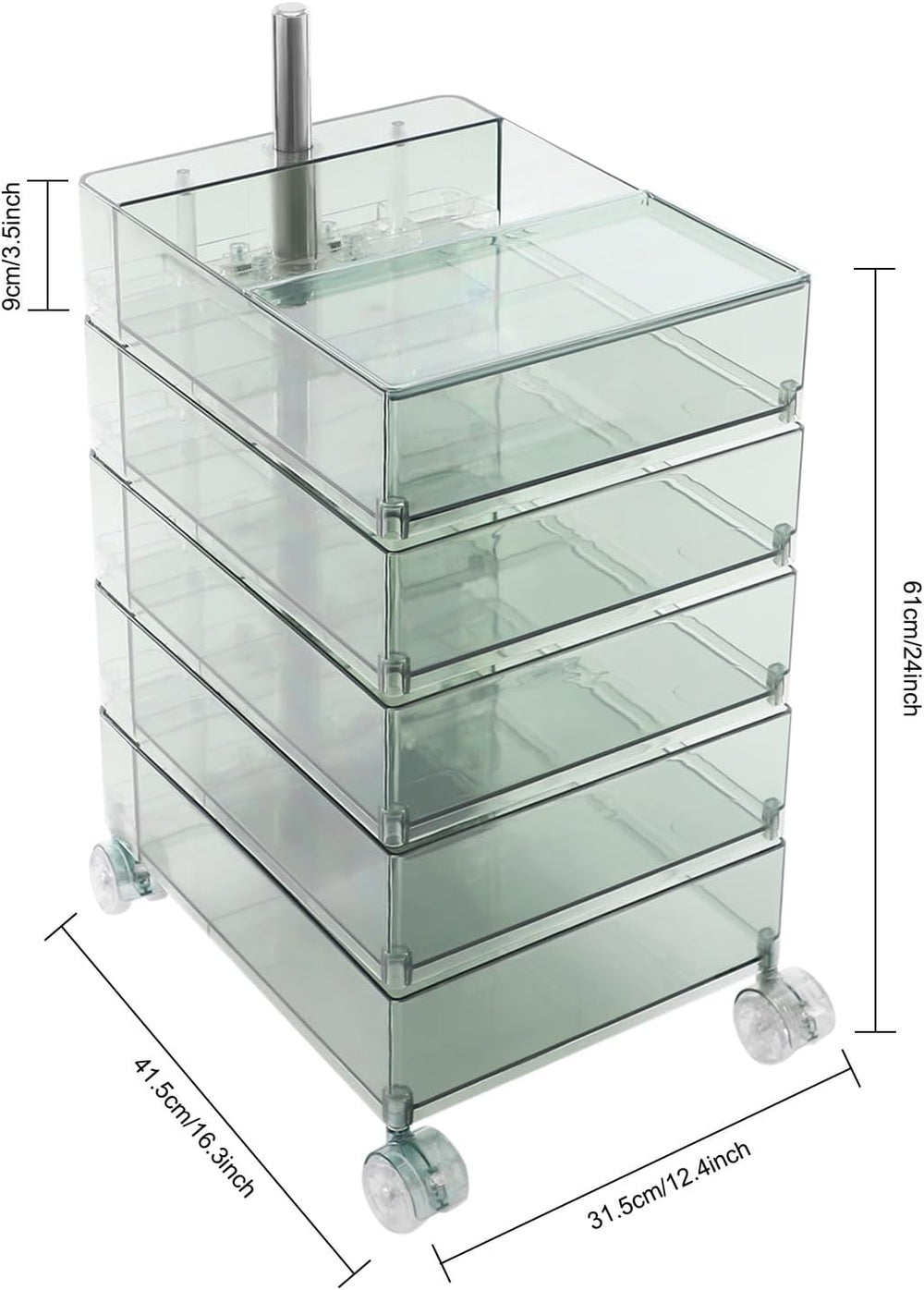 Bacocoo 360° Rotation Storage Cabinet, 5 Storey Movable Bedside Table with 4 ...
