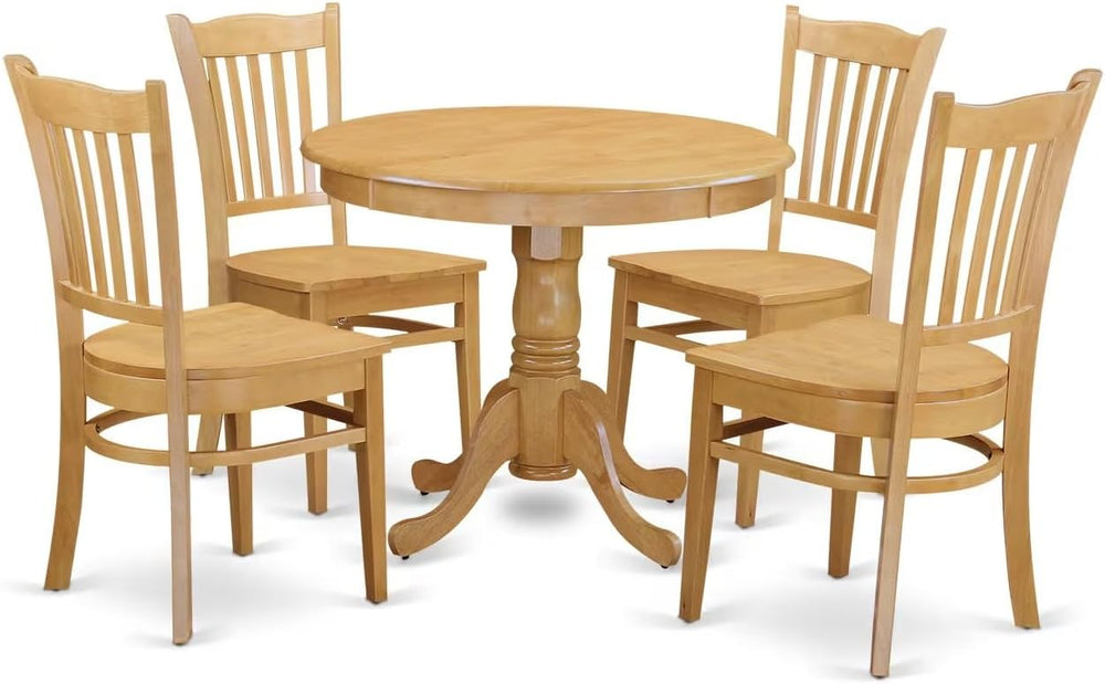 East West Furniture ANGR5-OAK-W 5 Piece Kitchen Table & Chairs Set Includ...