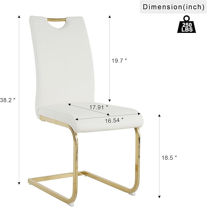 Goujxcy Dining Chairs Set of 6, Modern High Back Kitchen Chairs with Metal Le...