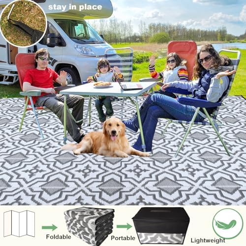 Alfolo Outdoor Rug for Deck 8x10 Waterproof,Outdoor Plastic Straw Camping Rug...