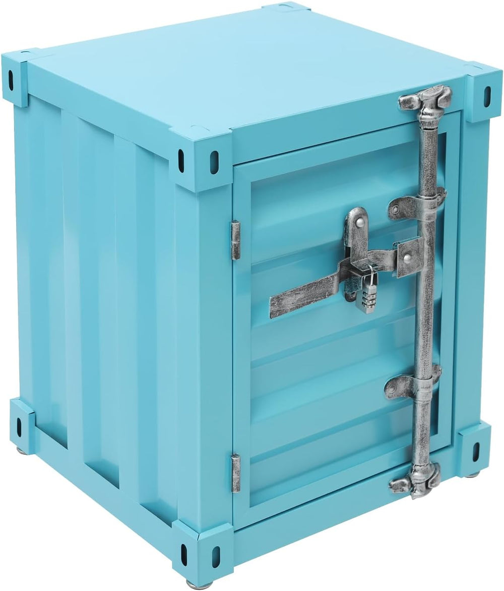 Side Table, Industrial Wind Container Cabinet Iron Bedside Table Creative Vin...