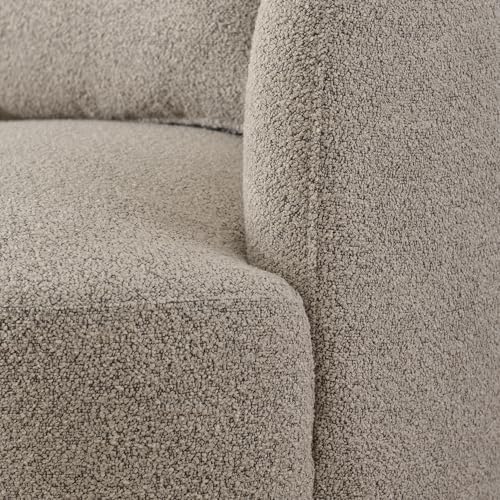 KINWELL 34" W Boucle Swivel Barrel Chairs with Pillow Set of 2, Taupe