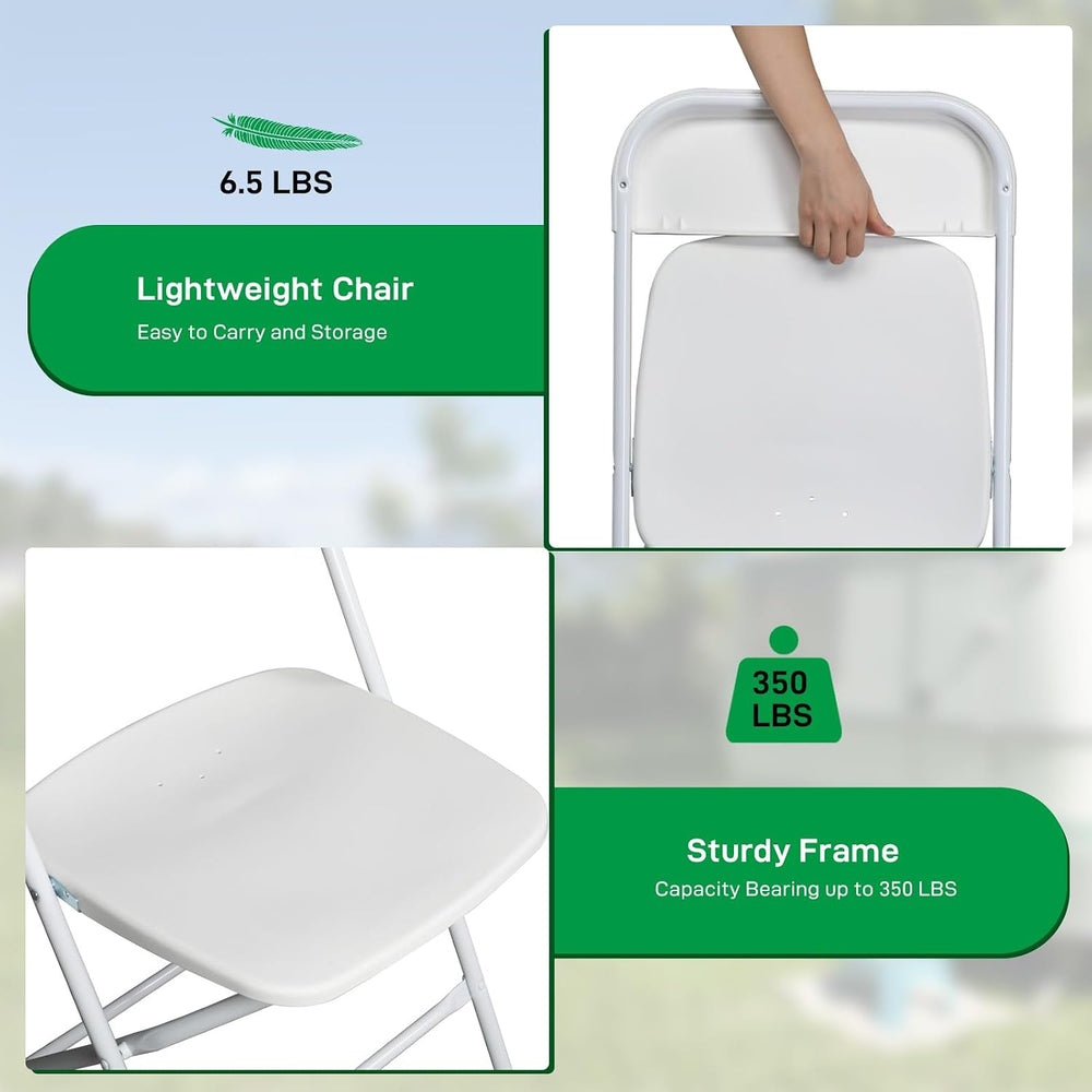 100pcs Folding Chair, Plastic Chairs with 330-Pound Capacity, Easy to Fold an...