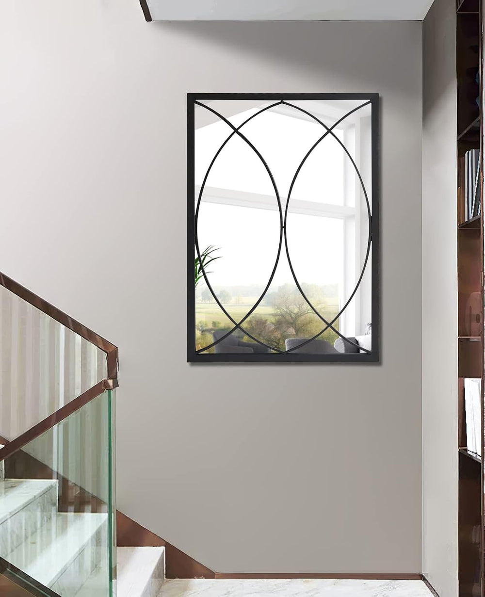 HQiJun Black Rectangle Wall Mirror, Farmhouse Decorative Mirror for Entryway,...