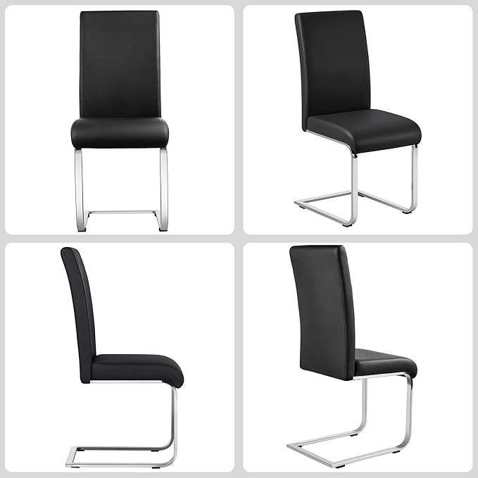 Yaheetech Dining Chairs Set of 2 Modern Faux Leather Upholstered Dining Room ...