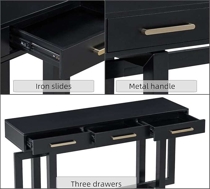 Merax 57” Entryway Console Sofa Table with Storage Drawers, Long Narrow Behin...