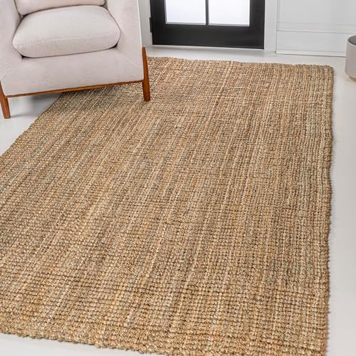 JONATHAN Y Biot Handwoven Jute Solid Natural Indoor Area Rug, 5x8, Traditiona...