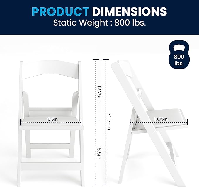Flash Furniture Hercules Series Folding Chairs for Weddings and Formal Events...