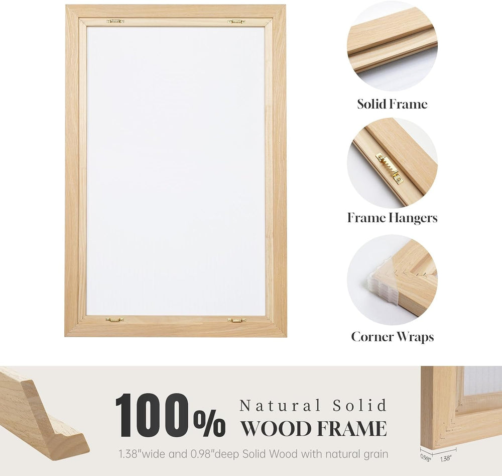 Large Framed Beige Cream Abstract Vertical Wall Art for Hallway, 2 Piece