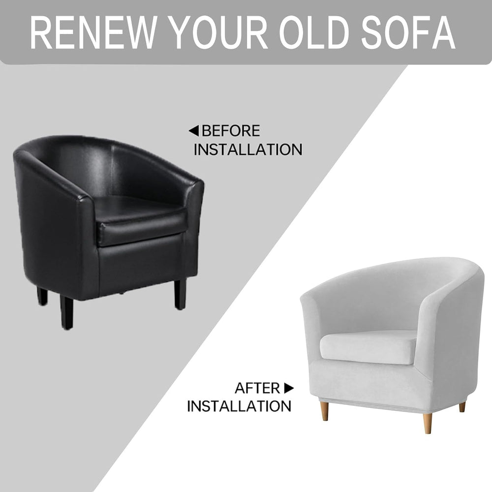 2 Piece Velvet Club Chair Slipcover Stretch Barrel Chair Covers Accent Chair ...