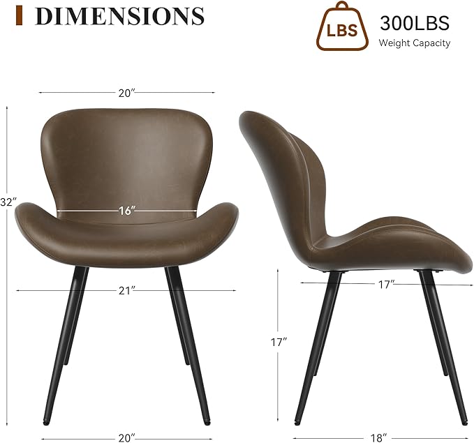 Nalupatio Dining Chairs Set of 2, Modern Dining Room Chairs Comfy Backrest Th...