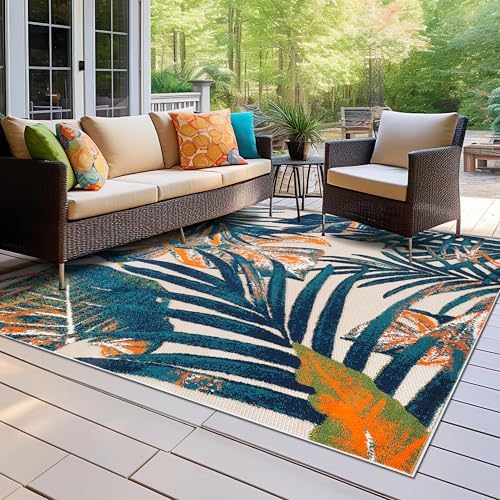 Rugshop Indoor/Outdoor Floral Tropical Durable Square Rug Multi 6'6"...