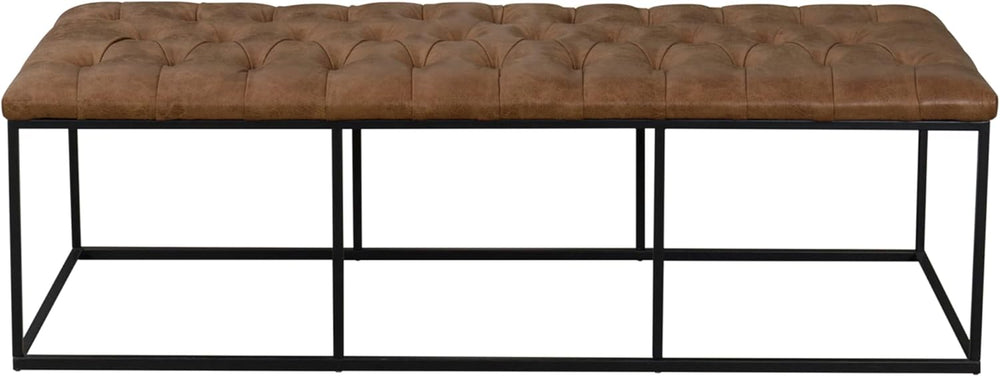 HomePop 58" Large Upholstered Bench - Light Brown PU Leather