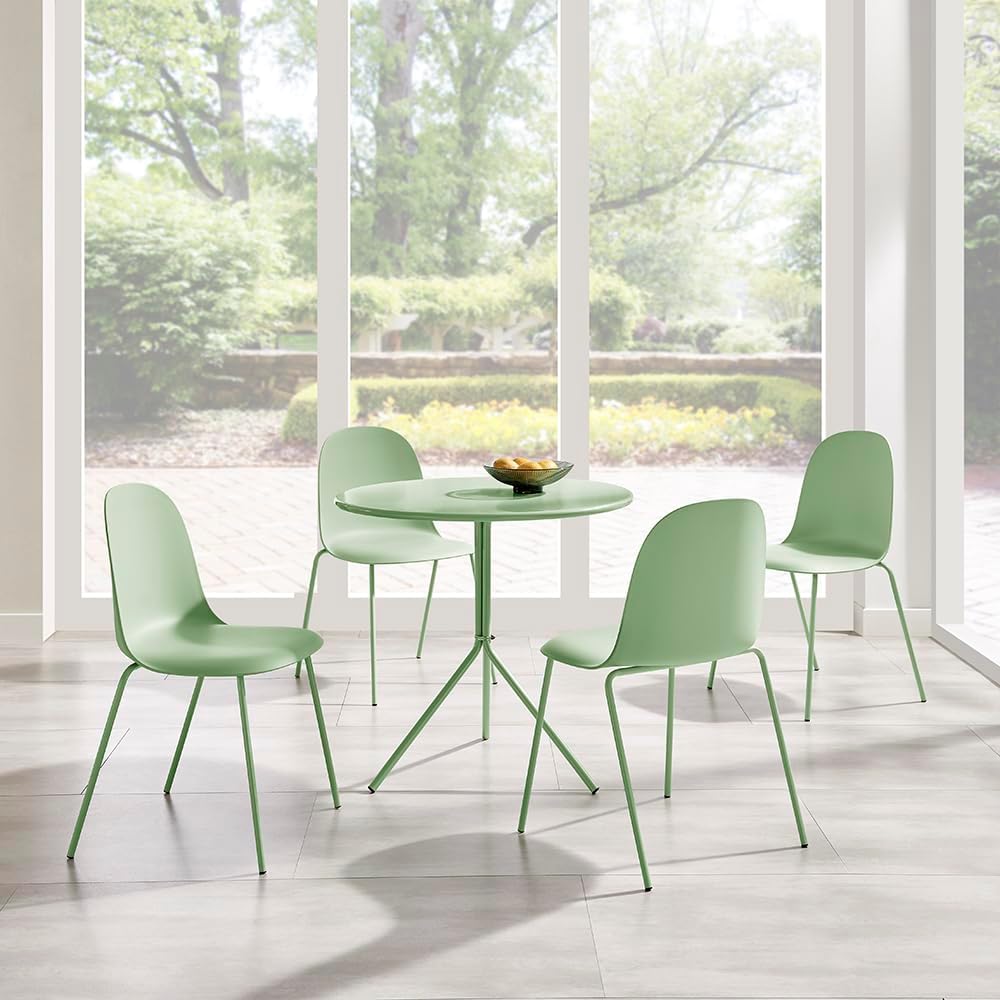 Green Dining Chairs Set of 4, Plastic Stackable Kitchen Chairs, Classic Indoo...