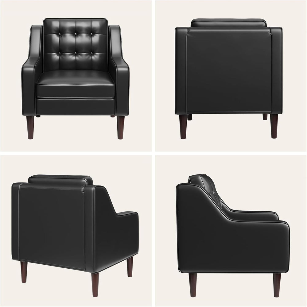FiveWillowise PU Leather Accent Chair, Mid Century Modern Arm Chair for Livin...
