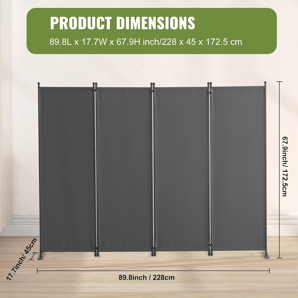 VEVOR 4 Panel Room Divider 89.8 x 67.9 in Folding Privacy Screen Partition
