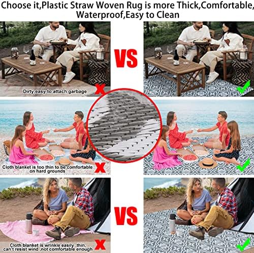 Alfolo Outdoor Rug for Deck 8x10 Waterproof,Outdoor Plastic Straw Camping Rug...