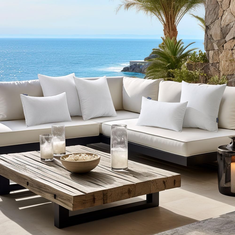 MIULEE 20x20 Inch Outdoor Pillow Inserts, Pack of 4 Waterproof Pillows