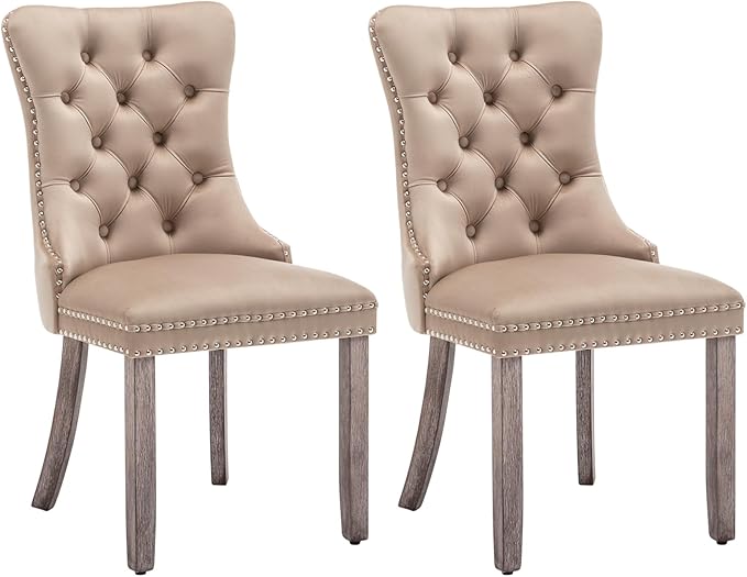 Velvet Dining Chairs Set of 2, Upholstered Dining Room Chairs with Nailhead R...