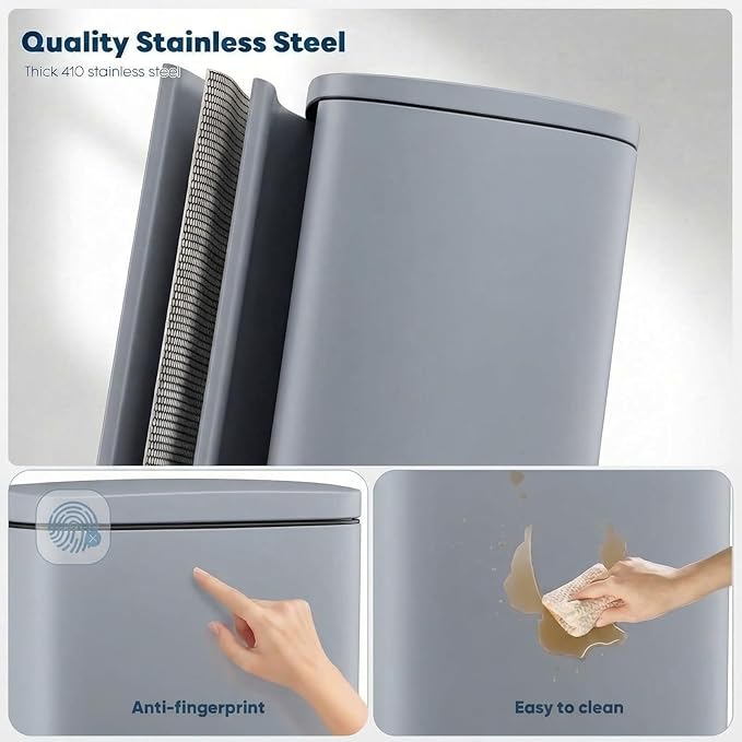 13.2 Gal Kitchen Trash Can, 50L Recycling or Garbage Bin, Brushed Stainless