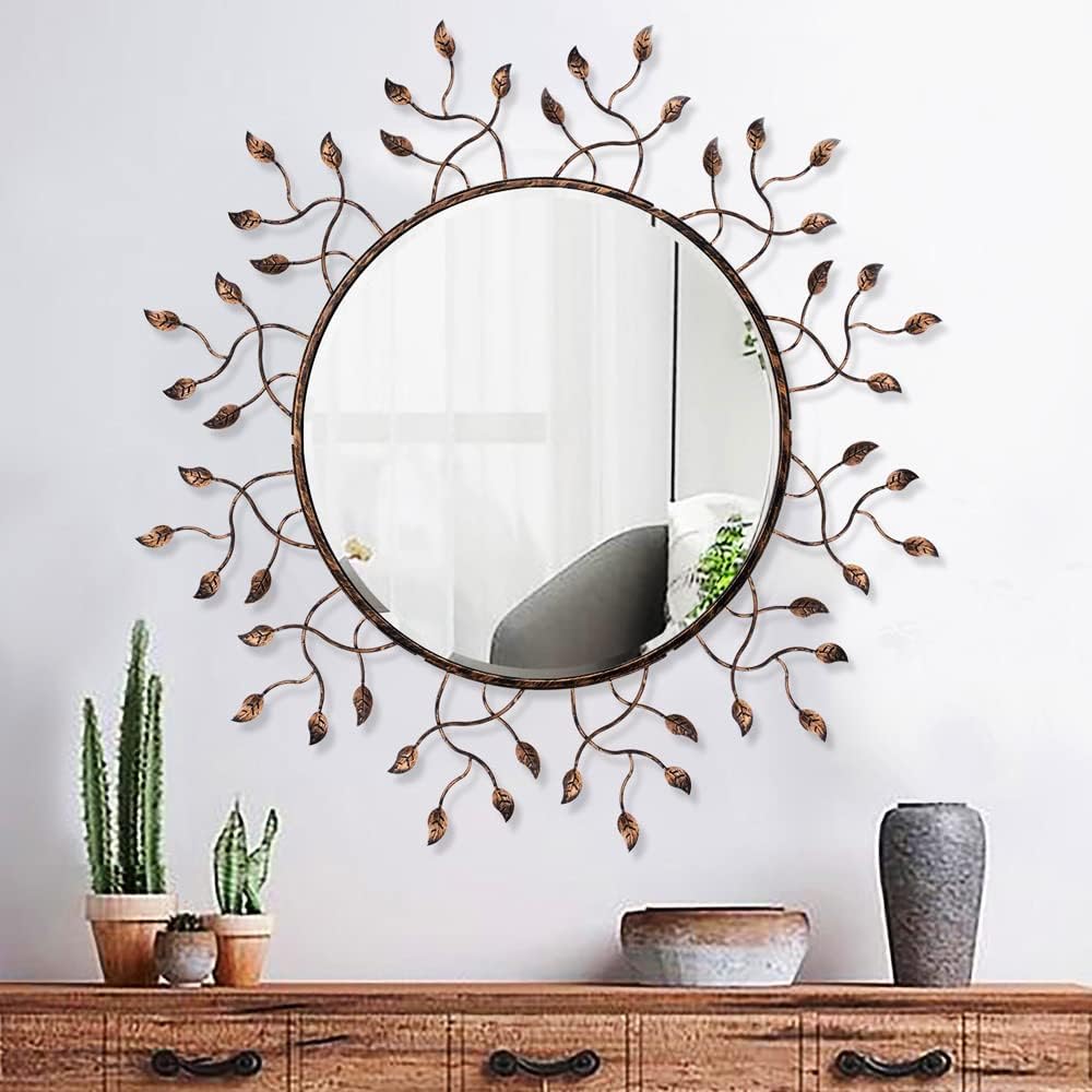 Chende Round Decorative Mirror for Wall Decor, 39" x 39" Large Livi...