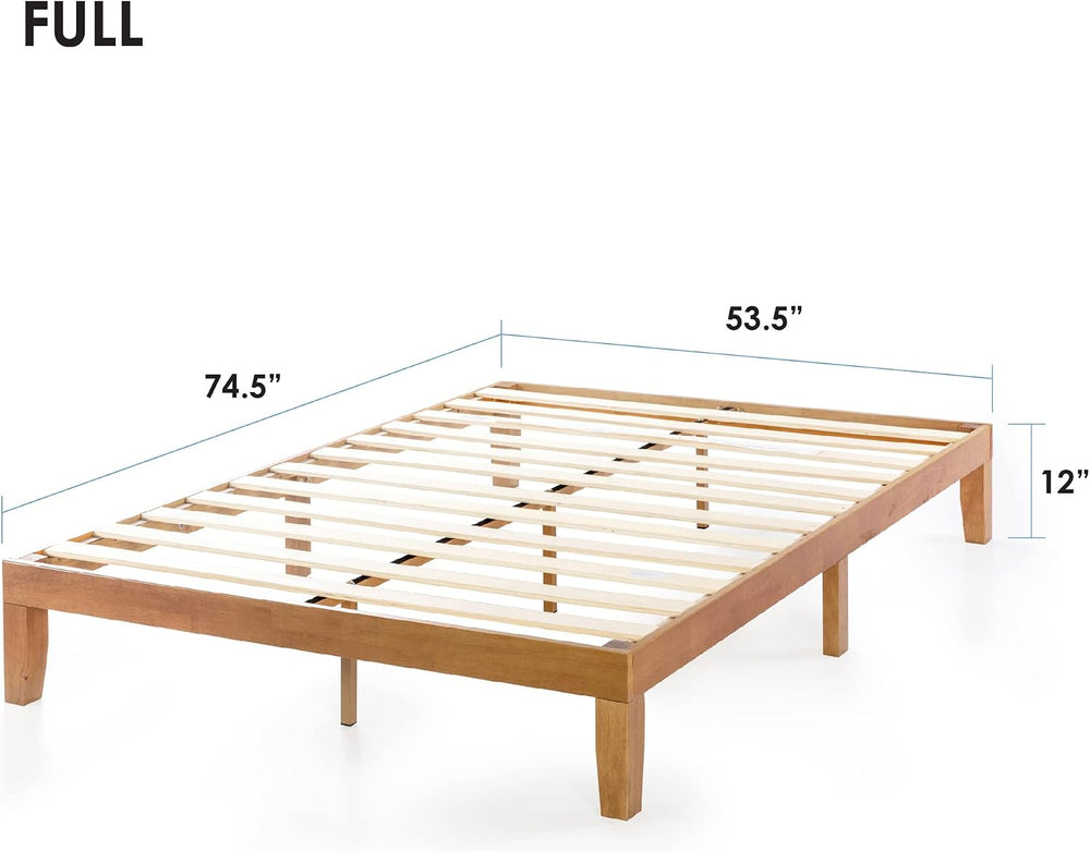 Mellow Naturalista Classic - 12 Inch Solid Wood Platform Bed with Wooden Slat...