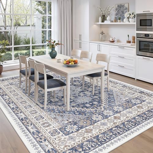 zesthome 9x12 Area Rugs for Living Room,Large Washable Rug,Blue