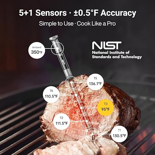 ThermoMaven 3000FT Smart Wireless Meat Thermometer, Sub-1G Long Range, 6