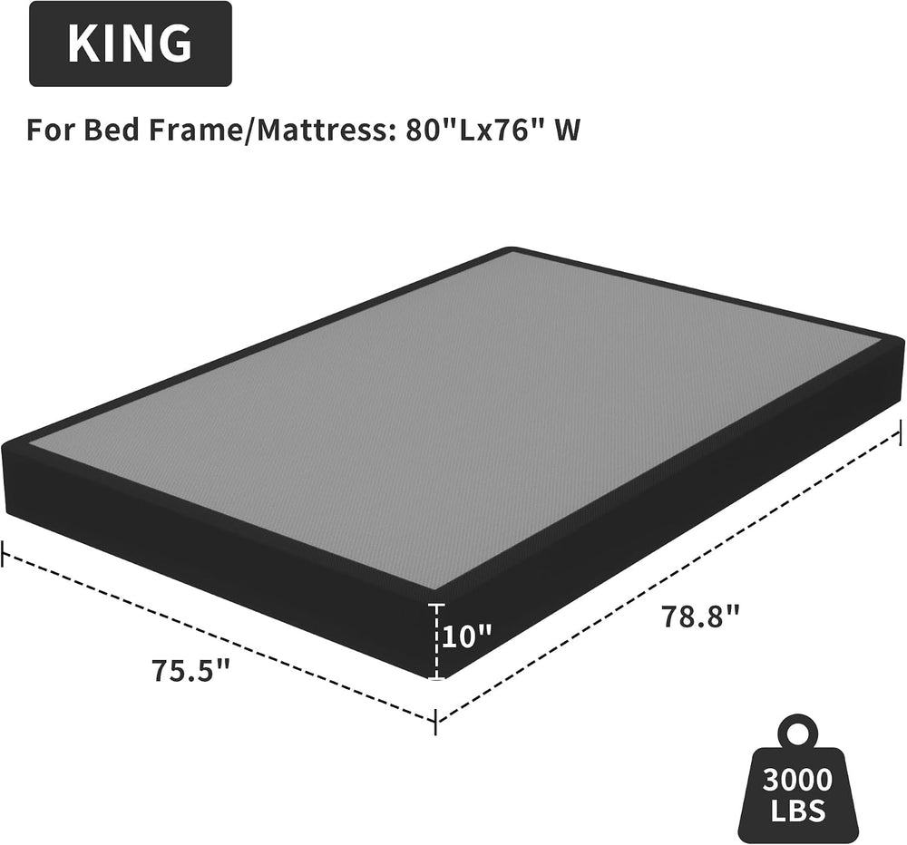 Superay King Box Spring, 10 inch Metal Bed Base with Fabric Cover
