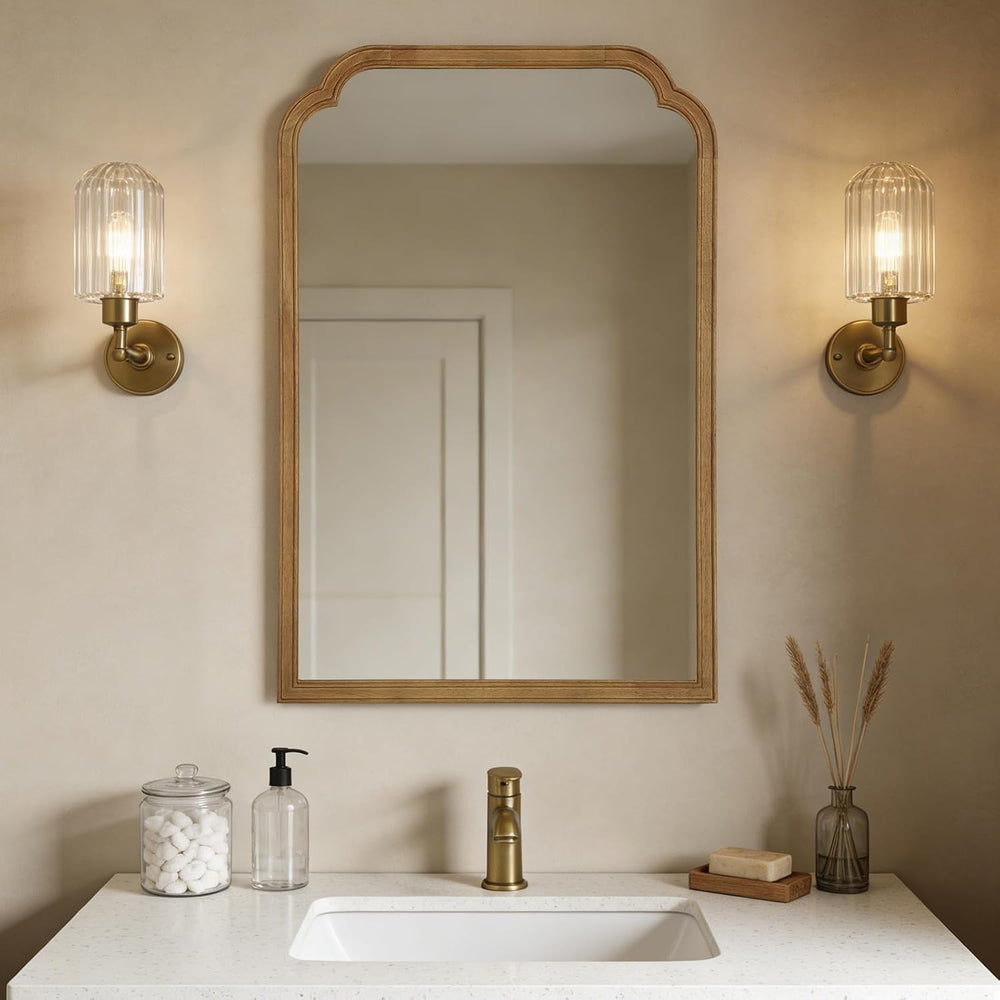 WallBeyond 24" x 36" Natural Wood Mirror for Wall Mounted, Rustic W...
