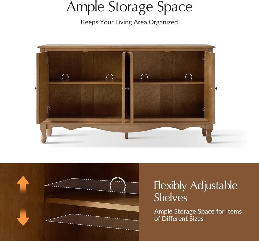 HULALA HOME 58" Farmhouse Sideboard Buffet Cabinet (Acorn)