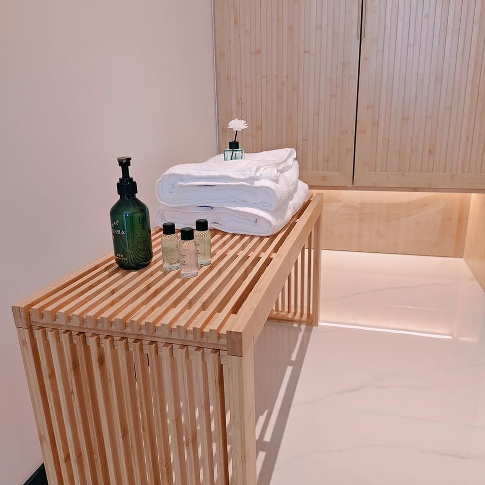 Versatile Wooden Slatted Bench - Sleek Modern Design for Dining, Entryway, Be...