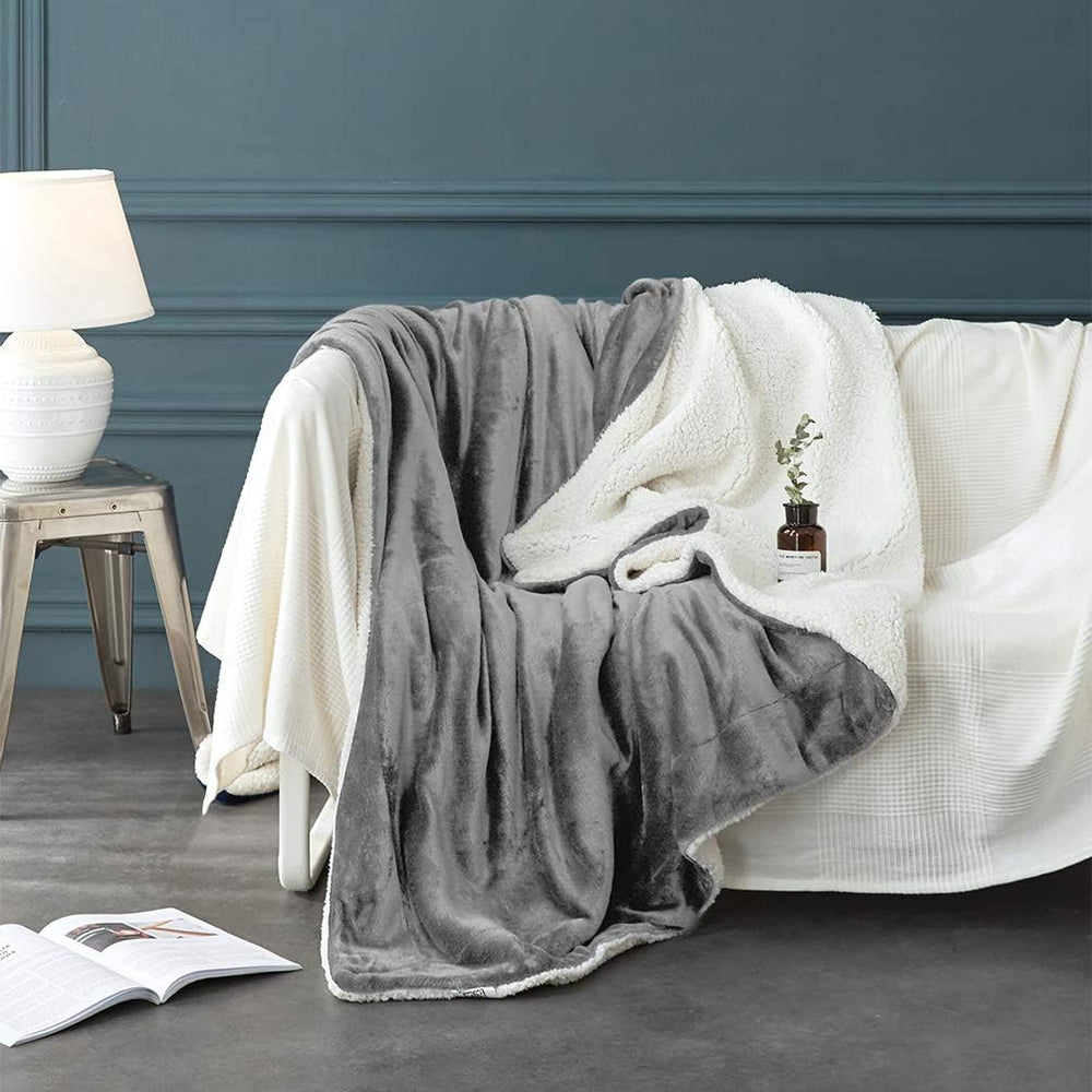 LBRO2M Sherpa Fleece Bed Blanket Super Soft Plush Warm Throw King 90"X10...