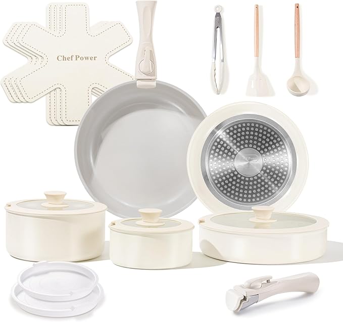 Chef Power Ceramic Nonstick Pots and Pans Set 19 Piece