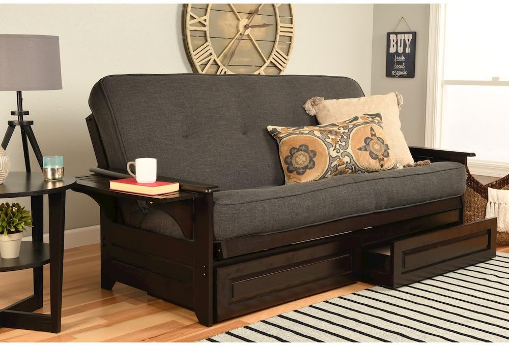 Kodiak Furniture Phoenix Full Size Futon in Espresso Finish with Storage Draw...