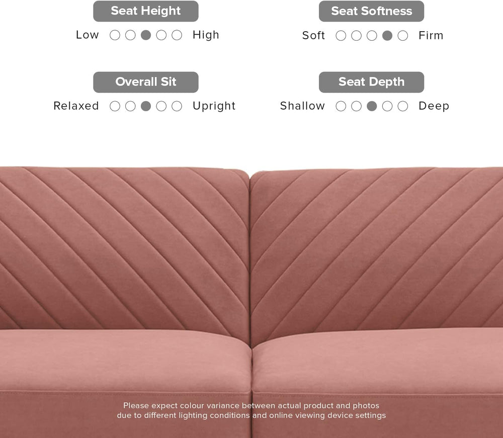 mopio 76.4" Futon (Old Rosa Velvet, Chevron Styled)