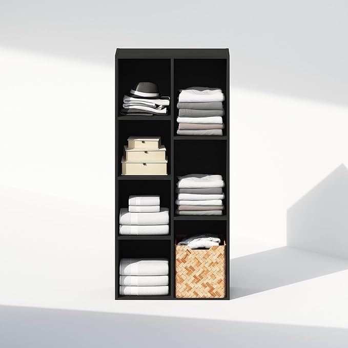 Furinno Reed Closet Organizers and Storage, 7-Cube Closet Organizer, Open Shelf