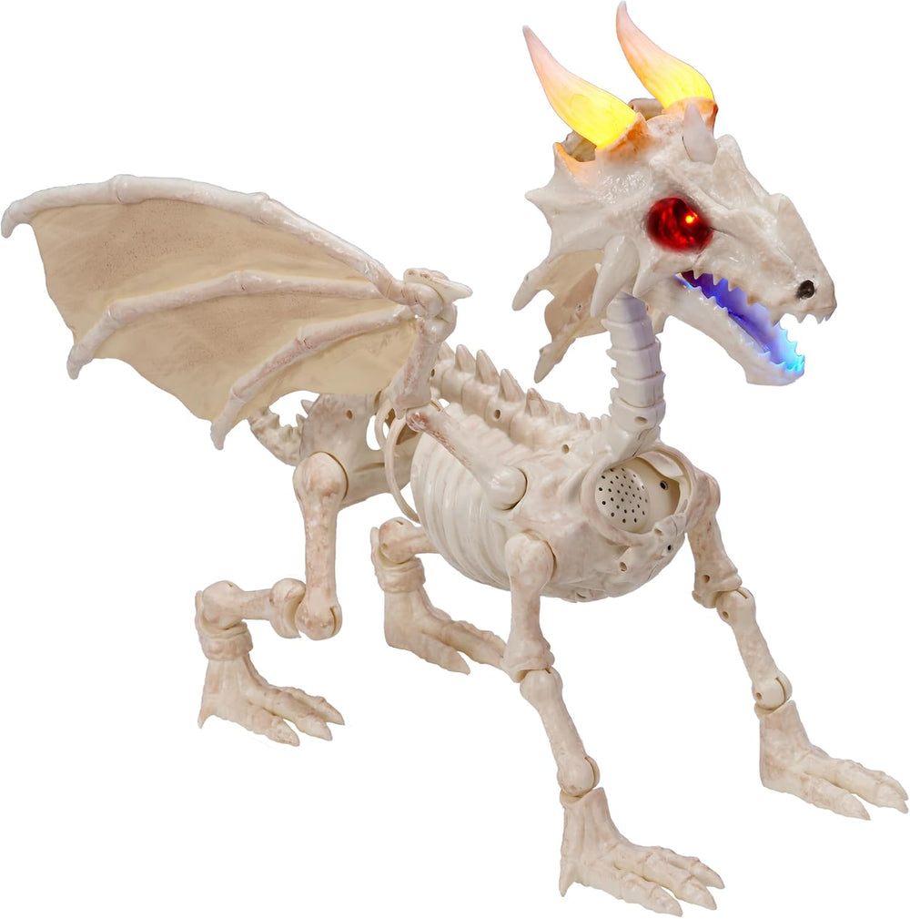 JOYIN Dragon Skeleton Halloween Decoration, 23.6" Roaring Mist-Spraying ...