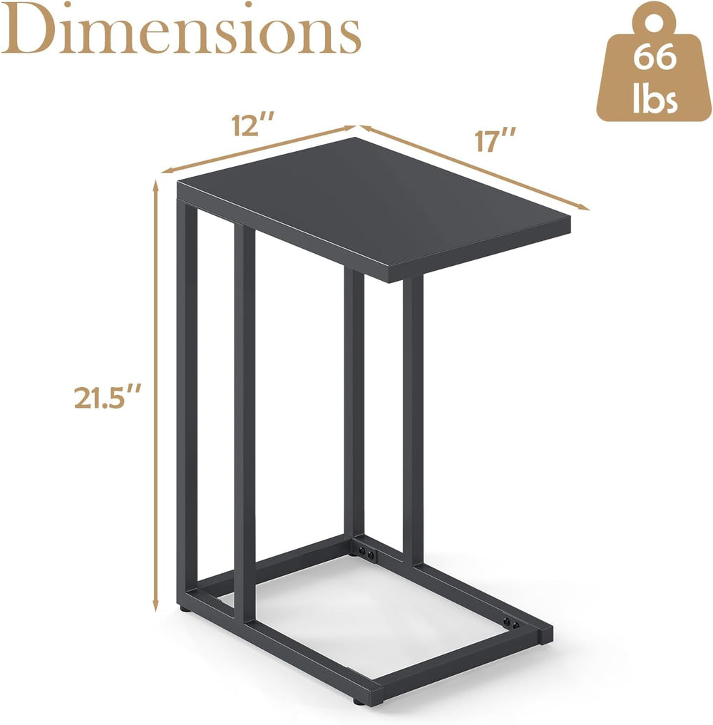 Tangkula C-Shaped End Table, Modern Small TV Tray with Metal Frame, Adjustabl...