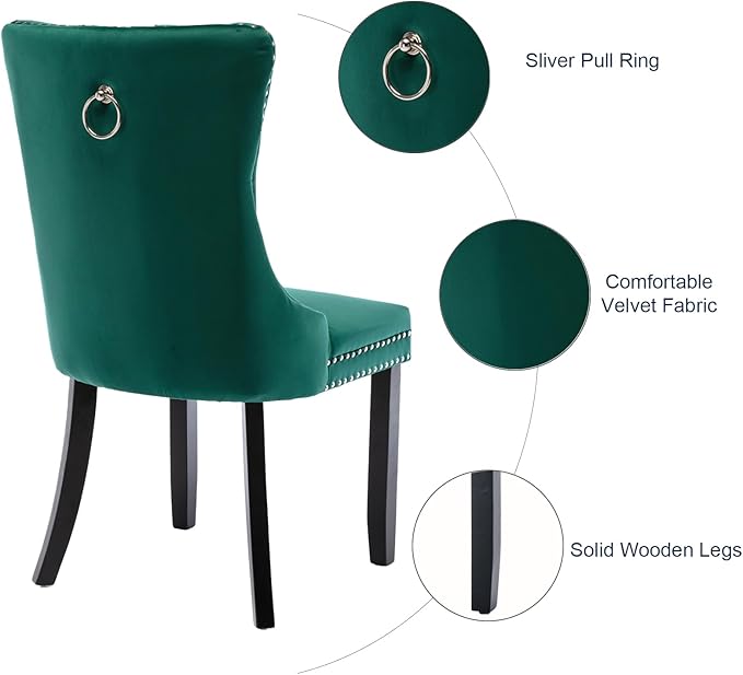 Velvet Dining Chairs Set of 6, Tufted Upholstered Dining Room Chairs with Bac...