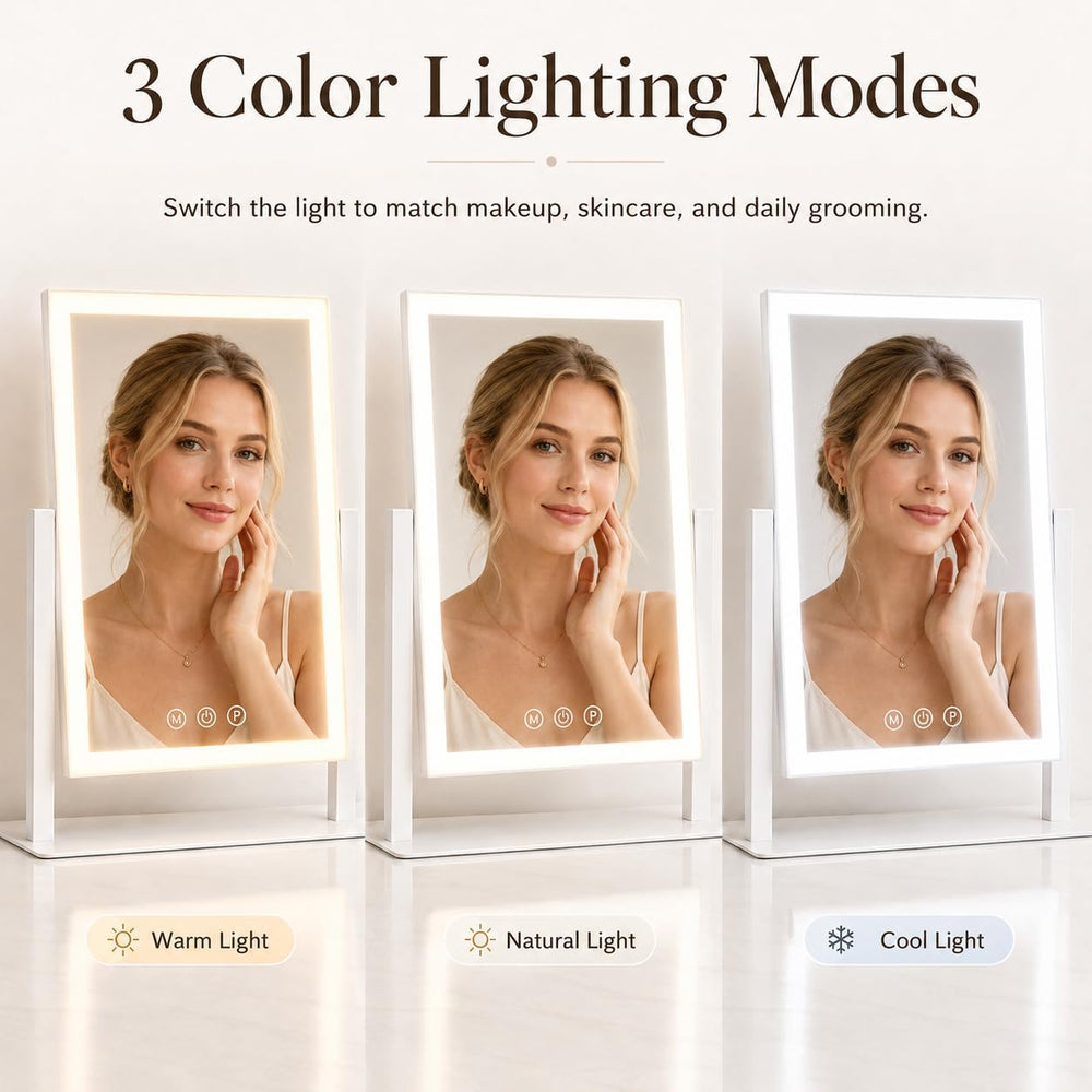 ROLOVE 16"x13" Vanity Mirror with Lights, Three Colors Lighting Mod...