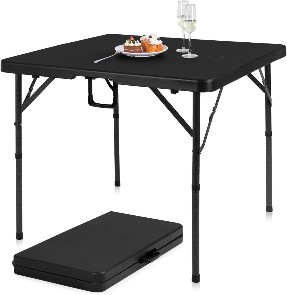pollilar 34" Folding Card Table Square Foldable Table Plastic Portable w...