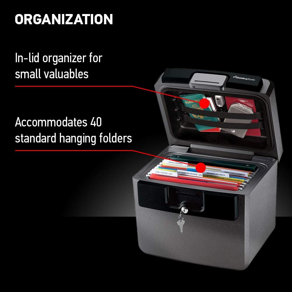 SentrySafe Black Fireproof and Waterproof Safe, File Folder and Document Box ...