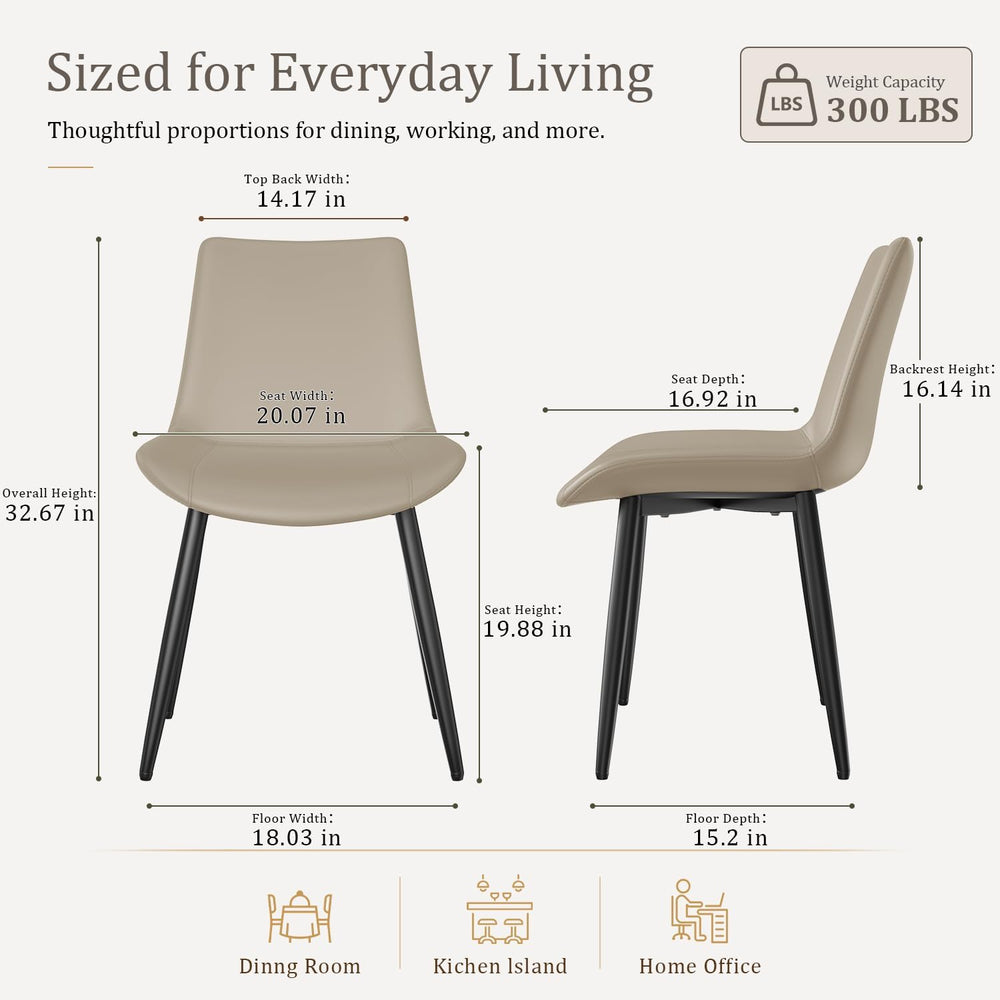 Modern Dining Chairs Set of 4, PU Leather Upholstered Dinner Chairs with Stur...