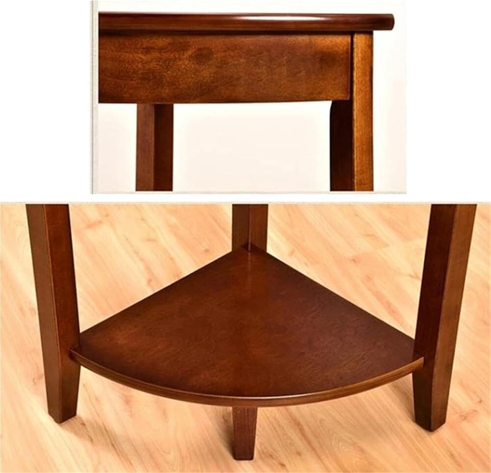Corner Tables Compact Triangle Solid Wood Side Table Corner Shelf Unit with 2...